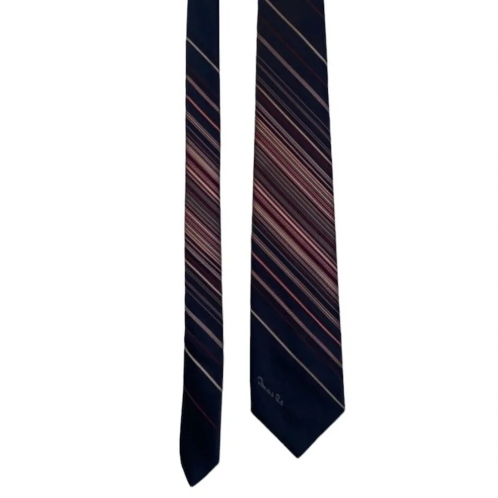 Oscar DE LA RENTA Mens Navy Blue Striped Tie